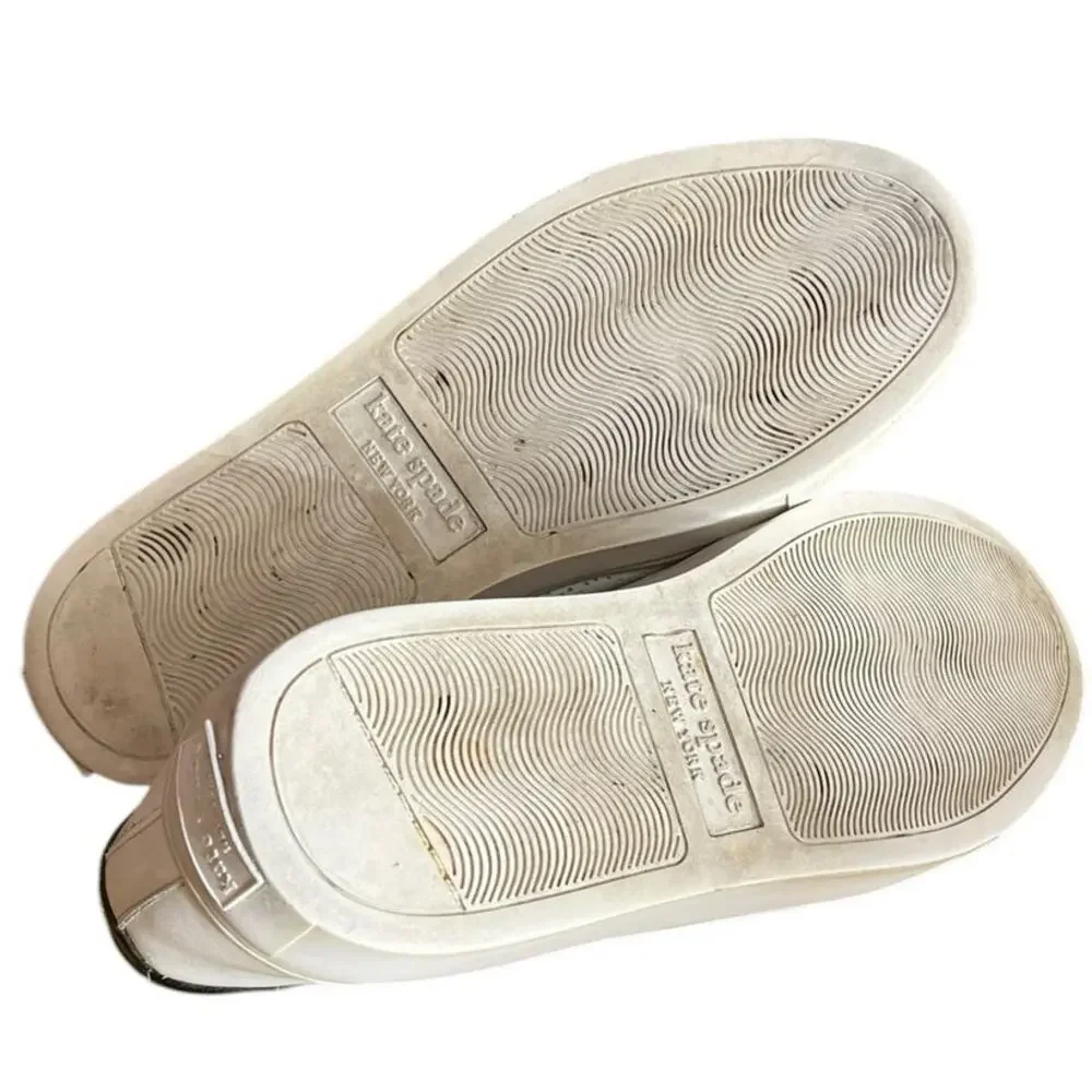 Womens Kate Spade Aaron Perforated Leather Athletic Tennis Sneaker SZ 9.5 White - Picture 5 of 6